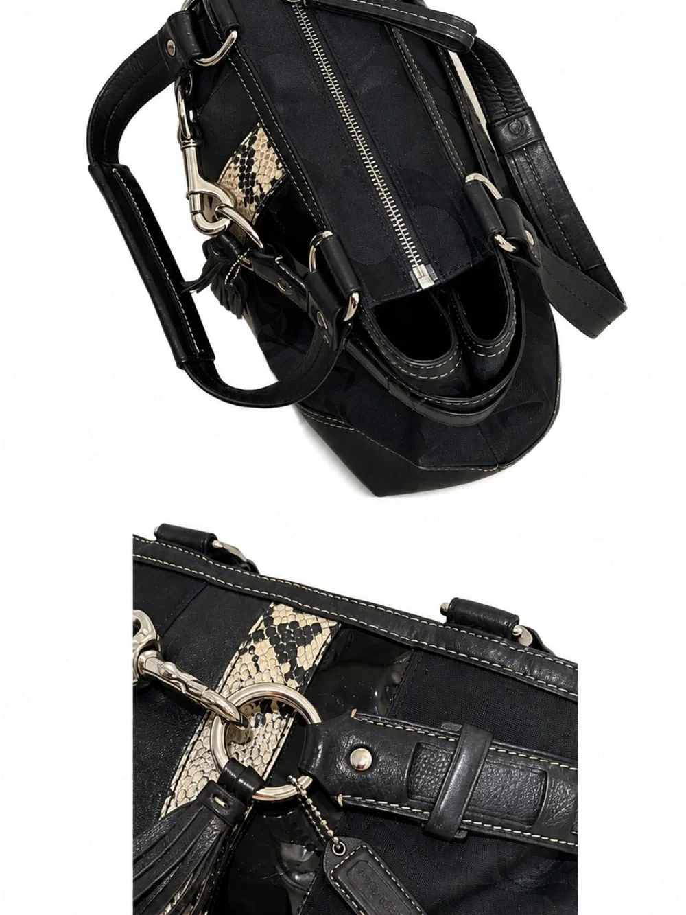 Vintage 2006 Coach Hamptons Signature Carryall 10262 Black Python Y2K Bag